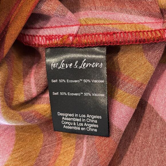 For Love And Lemons Eleanor Midi Skirt Satin Red Women’s Size M Vacation Resort - Picture 6 of 8